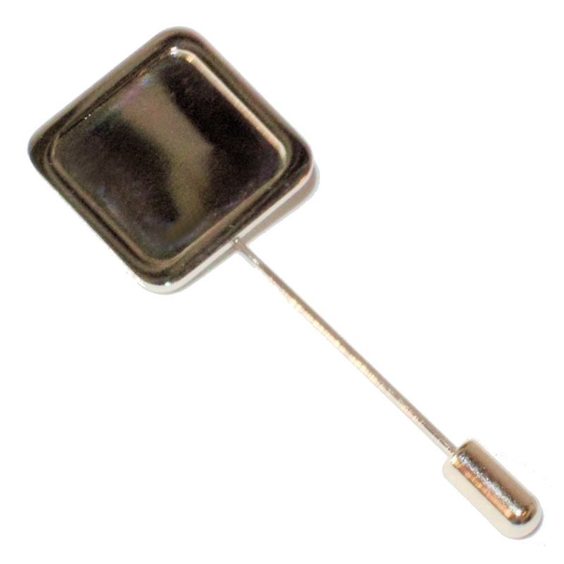 Stick Pin Blank 16mm Square Silver